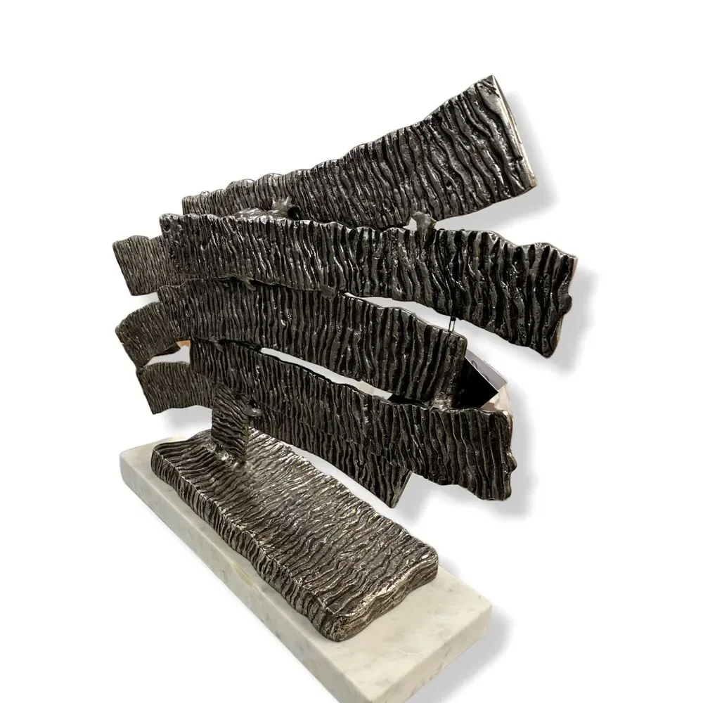 $586 John-Richard Collection Silver Crinkle Swoosh Decorative Accent Sculpture